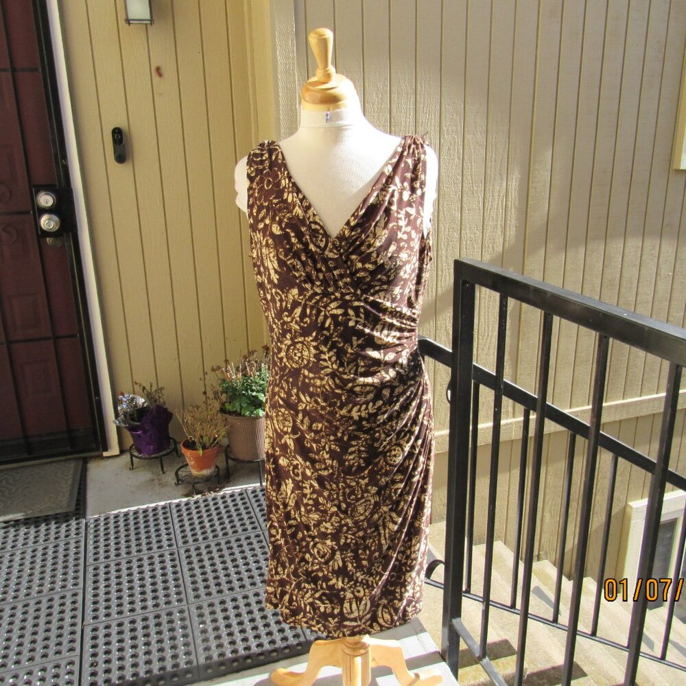 #754  NEW WOMAN'S BROWN DRESS BY RALPH LAUREN  (SIZE 14)